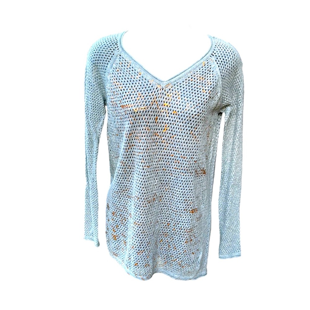 SKIN loosely woven cotton sweater with metallic copper on front,XS,